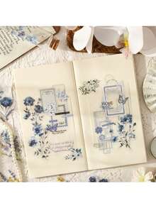 4pcs Europa Floral Ode PET Sticker Set | Cross-Border Journal Stickers For Student & DIY Scrapbook Supplies - suit - View 8