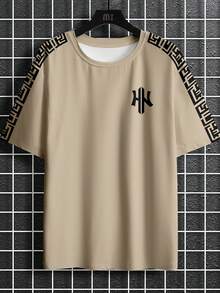 Manfinity Homme 男士圆领字母印花休闲百搭日常短袖T恤 - 彩色 - 查看 2