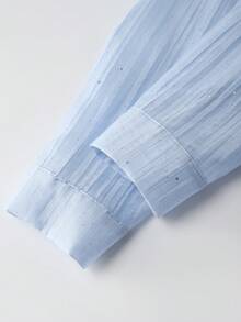 Lyxana Conjunto de 2 piezas para mujer con camisa de un solo pecho de unicolor simple y shorts con cordón - Azul - Ver 4