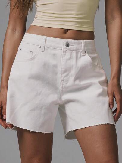 MUSERA Raw Hem Low Waist Classic Denim Shorts Basics Autumn Winter Fall Cute Streetwear Going Out Casual Core Denim