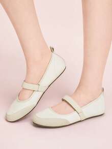 CUCCOO DOLLMOD Ladies Beige Mary Jane Flats Are Comfortable And Soft Valentine's Day - White - View 2