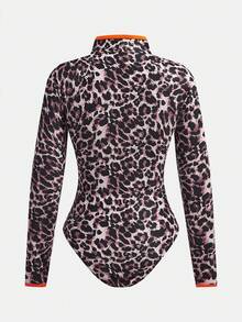 Maija Women's Leopard Print One-Piece Swimsuit, Suitable For Beach Vacation - Brown - View 8