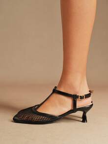 Rosivie Women's Buckle Design Elegant High Heels For Daily Wear - Black - View 2