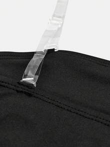 Girlism Áo hai dây dáng ôm, màu trơn, thiết kế nhún eo, dành cho bé gái tuổi teen, có lớp lót cotton. - màu đen - Xem 3