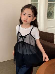 DAZY Young Girls Casual Fashion Mesh Vest, Suitable For Summer - Black - View 6