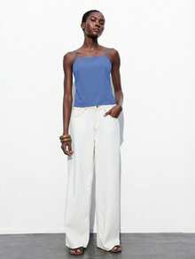 Maija Regata Ajustável Sem Costas, Elegante para Festa, Escritório, Transporte, Negócios, Casual, Romântico, Retrô dos Anos 90, Ano Novo, Feriado, Praia, Formatura - Azul - Visão 3