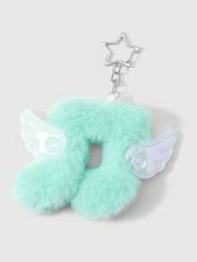 ROMWE Kawaii 1款多規格新款休閒精緻時尚百搭學院風淺綠色毛絨雙面音樂符號壓克力彩色翅膀花朵仿珍珠閃亮星星十字蝴蝶結線字母Love裝飾DIY鑰匙圈配件包掛件，適合姐妹、女朋友、朋友、情侶日常佩戴，節日禮物 - 淺綠色-2 - 查看 5