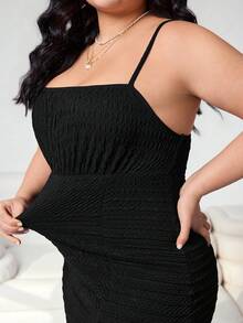 Solflare Vestido de tirantes con abertura en el bajo, unicolor minimalista, talla grande - Multicolor - Ver 6