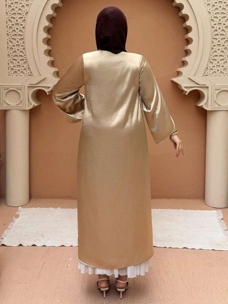 Dazy Plus Rhinestone Embroidered Party Dress, Long Sleeve, Plus Size, Spring/Autumn Sundress