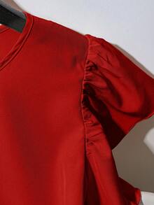 SHEIN Franclia Youya 时尚简约柔软浪漫夏季女式衬衫 - 紅色 - 查看 4