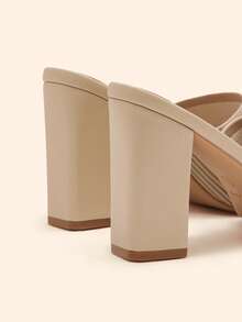 CUCCOO BASICS 简约通勤百搭露趾穆勒高跟凉鞋，圣诞节情人节必备 - 杏色1 - 查看 4