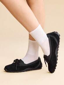 CUCCOO EASI 女士系带休闲平底鞋，适合日常穿着 - 黑色 - 查看 3