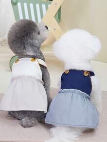 PETSIN 狗狗服装、猫咪服装、动物裙装、宠物春夏新品系列、幼犬连衣裙、公主风百搭连衣裙、条纹印花、小型动物服装、清凉防晒霜 - 彩色 - 查看 4