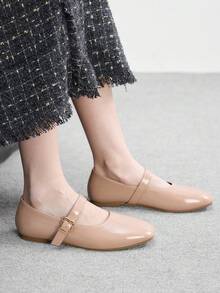 CUCCOO BIZCHIC 简约大方时尚百搭休闲通勤女式平底鞋 - 深杏色 - 查看 5