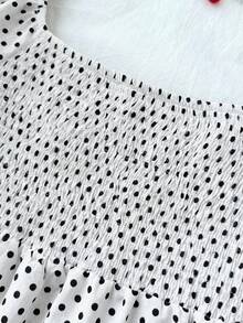 SHEIN Tween Girl Casual Minimalist Comfortable Polka Dot Backless Top - White - View 3