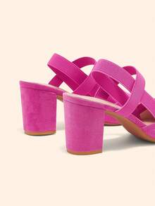 CUCCOO BASICS 女士简约尖头优雅度假粗跟黑色露跟高跟鞋，适合夏季毕业典礼、舞会、度假、春假、复活节和圣诞节等场合。 - 玫紅1 - 查看 5