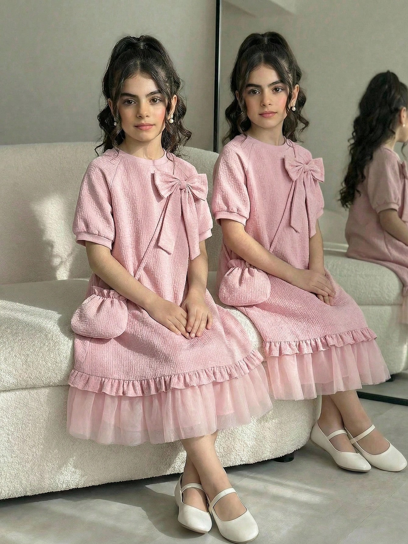 فستان بناتي أنيق بلون سادة للربيع/الصيف، فستان بنا...