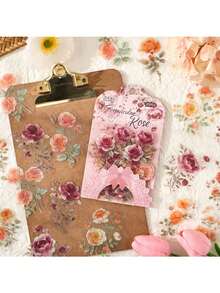 4pcs Europa Floral Ode PET Sticker Set | Cross-Border Journal Stickers For Student & DIY Scrapbook Supplies - suit - View 7