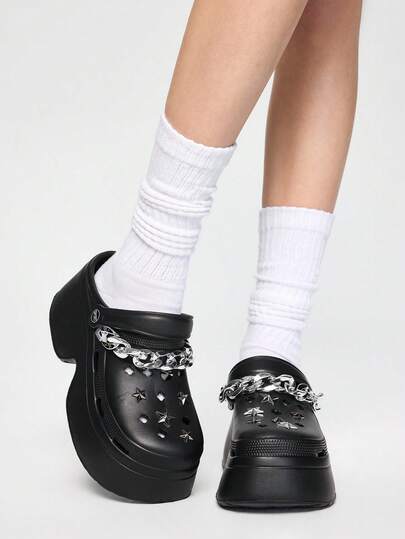 ROMWE Grunge Punk Sapatos Femininos Vazados, Decoração DIY com Lantejoulas, Estilo Punk Sola Grossa Desenho Vazado, Sapatos de Jardim Confortáveis
