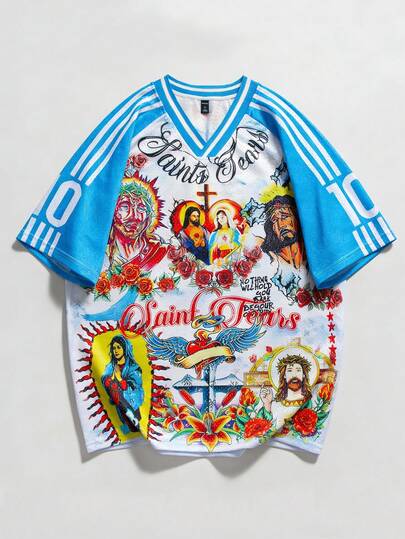 ROMWE MEN Street Life قميص بياقة مزخرفة وبريقة على شكل عين الطائر - BT