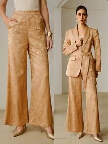 ZEYLAH Quần ống rộng dáng rộng thoải mái cho nữ, mặc đi làm và mặc hàng ngày - trái cam - Xem 8