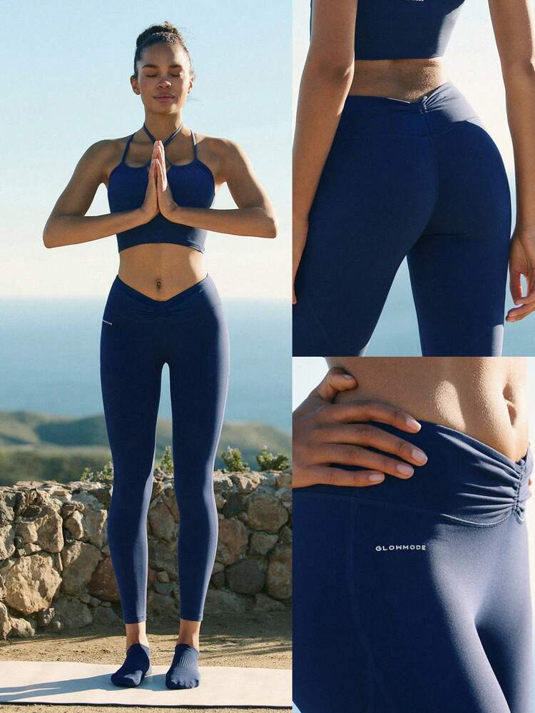 24" FeatherFit™ City Steps Buttery-Soft Sweat-Wicking Adjustable Drawstring Waist Peekbum Design No Front Seam Leggings Low Impact Yoga Pilates Studio Daily Active Wear
