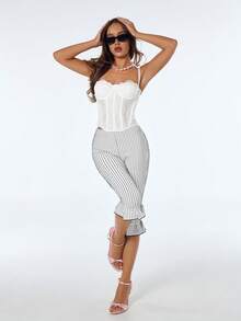 Sweetina Women's Printed Simple Pants For Daily Wear - Black and White - View 4