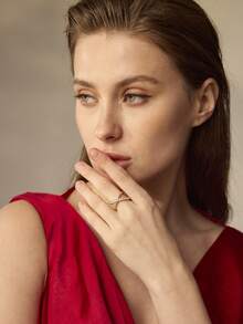 MOTF PREMIUM PRE-18K镀金十字架双层简约白钻戒指 - 白色 - 查看 5