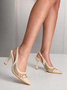 CUCCOO SZL Casual Pointed High Heels Versatile New Buckle High Heels Shoes - Apricot - View 9