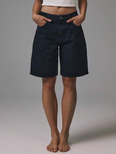 MUSERA Pantalones cortos de mezclilla de ajuste relajado, básicos de otoño y primavera, lindos, ropa de calle, salida casual, denim esencial de verano