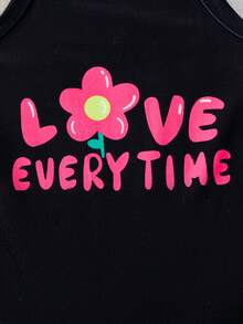 SHEIN 姐妹装和妈妈装，女婴休闲百搭日常穿搭修身罗纹吊带背心和打底裤套装，黑色+浅灰色+豹纹印花 - 彩色 - 查看 7