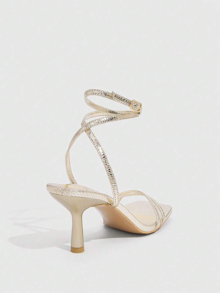 CUCCOO SZL Women's Square Toe Buckle Design Elegant Fashion High Heel Sandals Valentine's Day Spring Shoes Prom Heels Summer Shoes