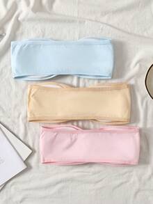 SHEIN 3pcs/Set Tween Girls Casual Camisole Bralette Layering Underwear Set - Multicolor - View 2