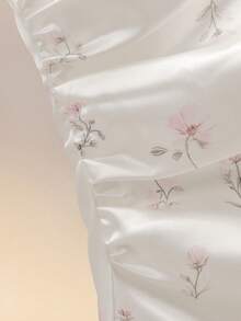 Modelyn 优雅女士缎面印花系带收腰修身衬衫 - 彩色 - 查看 4