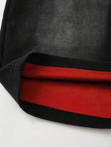 ROMWE MEN Men's Black & Red Reversible Washed Shorts Spring/Summer - Black - View 2