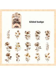 4pcs Europa Floral Ode PET Sticker Set | Cross-Border Journal Stickers For Student & DIY Scrapbook Supplies - suit - View 5
