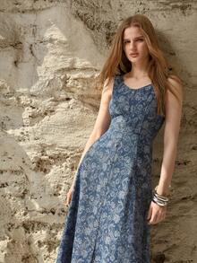 MOTF PREMIUM 提花纹理收腰牛仔连衣裙 - 藍色 - 查看 5