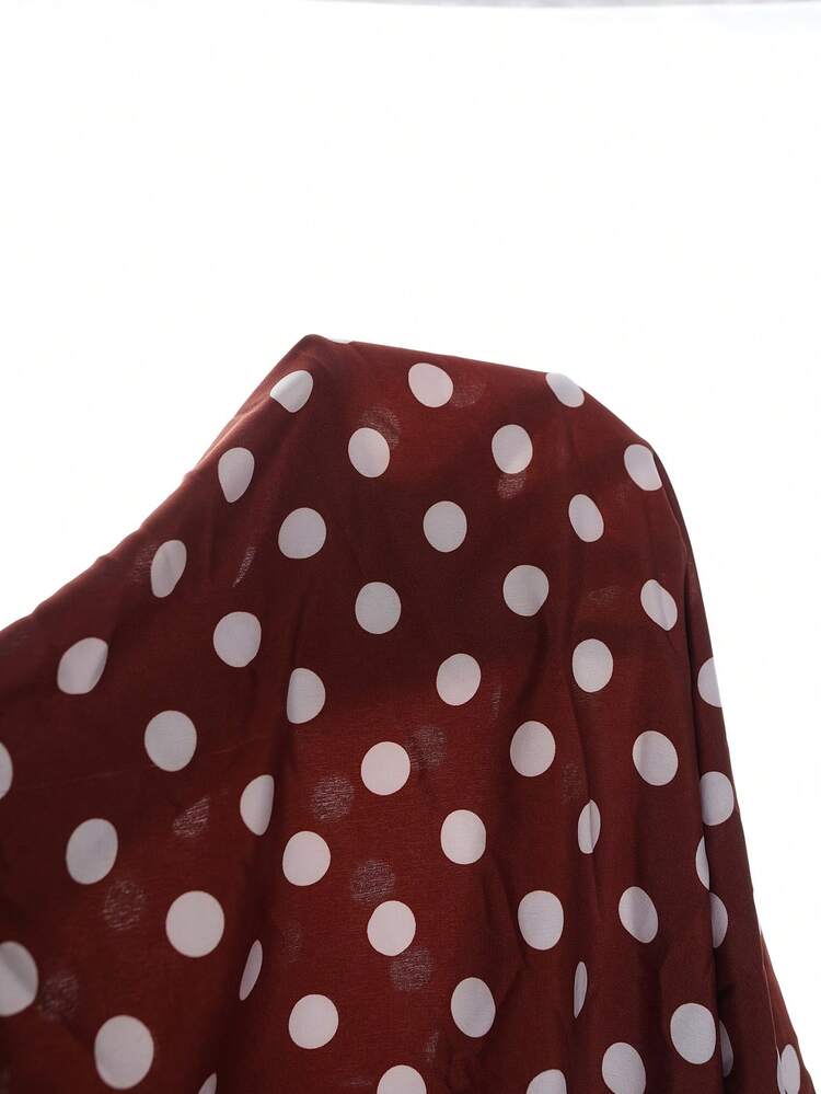 Plus Size Women's Casual Polka Dot Print V-Neck Dress, Summer Polka Dot Dresses For Women Summer Outfits Beach Outfit For Women Summer Holiday Outfits Casual Outfit For Women Formal Attire For Women Elegant Long Dress Summer Outfit For Women Beach Vacation Outfits Graduation Dress Women Wedding Guest Dress Polka Dot Dresses For Woman