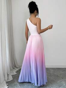 Elenzga Women's Sleeveless Casual Elegant Gradient Pleated Dress, Suitable For Beach, Summer Outfit, Photography - Multicolor - View 2