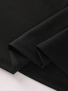 GlowEve CURVE Plus Size Women Elegant Casual Decorative Button A-Line Skirt - Black - View 7