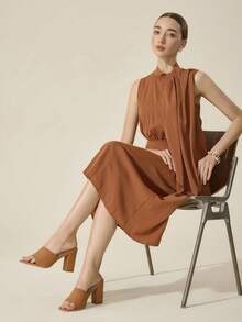 CUCCOO BASICS Fashion Versatile Minimalist Mule High Heel Sandals For Christmas Summer - Brown 1 - View 3