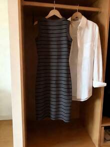 Resyla Women's New Striped Print Round Neck Fitted Sleeveless Dress, Spring/Summer - Multicolor - View 2