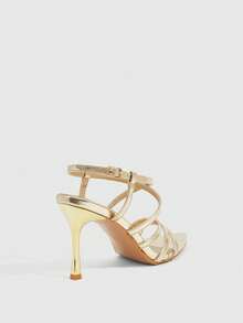CUCCOO SZL Damen Spitze Zehen Schnallen Design Mode High Heel Sandalen für den täglichen Gebrauch - Gold - Übersicht 9
