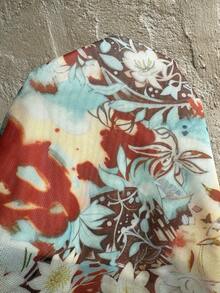 Sunnyshic Women's Casual Vacation Fashion Everyday Versatile Tropical Floral Mesh Print Hollow Metal Ring Spaghetti Strap Tie Bow Bodycon Camisole - Multicolor - View 7