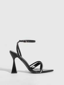 CUCCOO SZL Women's Pointed Toe Buckle Design Everyday Versatile Fashion High Heel Sandals - Black - View 3