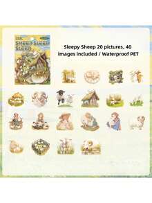 6pcs Cute Creature Design PET Sticker Set | Cross-Border Student Journal Stickers, DIY Scrapbook Supplies - suit - View 4