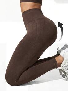 Anewsta Quần legging ôm sát cạp cao nâng đỡ và định hình dáng người dành cho nữ, thích hợp cho chạy bộ, tập luyện và yoga. - màu nâu - Xem 7