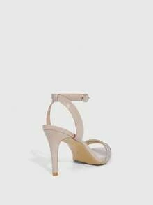 CUCCOO SZL Sandalias de tacón alto con puntera puntiaguda para mujer, con tiras de strass y correa de tobillo, color albaricoque, de moda, elegantes y sexys para fiestas, banquetes y citas - Albaricoque - Ver 8