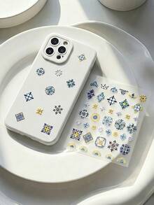 Zazumi 1pc Printed Floral Mobile Phone Sticker, Self-Adhesive Non-Fading Sticker, Featuring Various Colorful Flowers And Retro Patterns, Reusable Mobile Phone Decoration, Suitable For Home Salons, Travel And Gatherings. It Is The Perfect Birthday And Holiday Gift For Women, Mobile Phone Decoration Enthusiasts And DIY Lovers.Spring To Summer - Mobile sticker - View 2