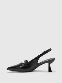 CUCCOO BIZCHIC Vintage Black Pointed Toe Sandals, Women's Fashion Hollow-Out Strap High Heel Shoes, Suitable For Commuting - Black - View 10